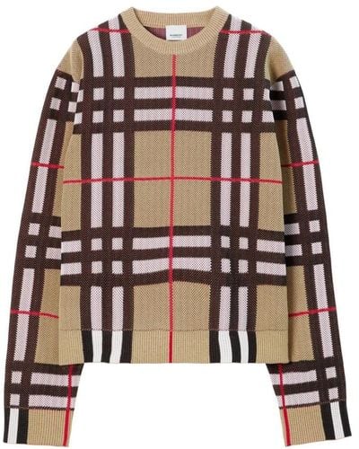 Burberry Technical Cotton Check Sweater - Brown