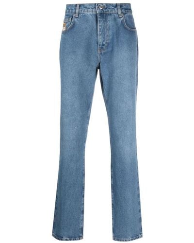 Moschino Leo teddy-print straight-leg jeans - Blu