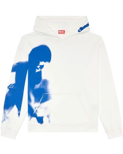 DIESEL Vielgetragener hoodie mit verschmiertem print - Blau