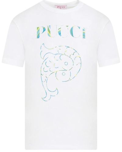 Emilio Pucci Weißes logo t-shirt bekleidung