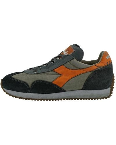 Diadora Beige stone washed leder sneakers - Schwarz