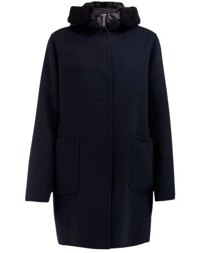 Gimo's Woman coat in black unlined double wool - Blu
