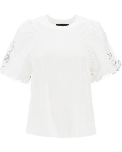 Simone Rocha Besticktes puffärmel a-linie t-shirt - Weiß