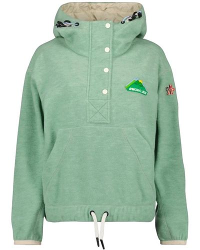 Moncler Velours sweatshirt mit stehkragen und kapuze - Grün