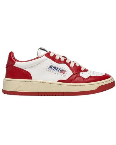 Autry Medalist Low Bicolor Leather Shoes - Red