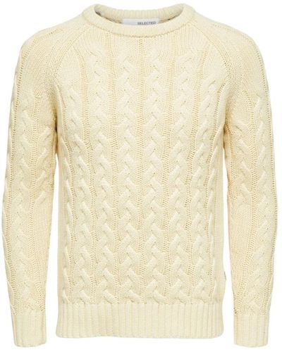 SELECTED Round-Neck Knitwear - Natural