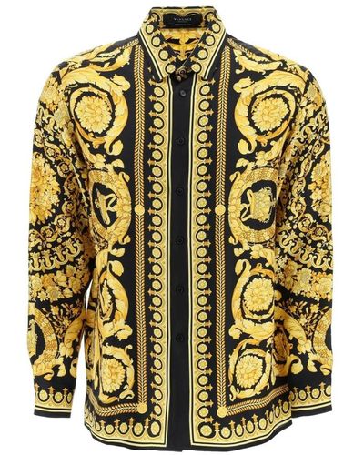 Versace Barocco print seidenhemd - Gelb