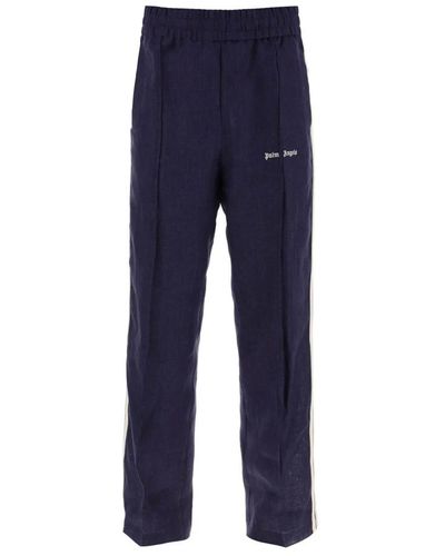 Palm Angels Linen joggers with side stripes - Blu