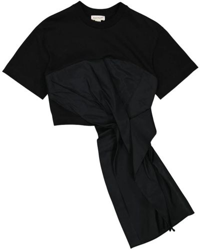 Alexander McQueen Kurzarm t-shirt mit knotendetail - Schwarz