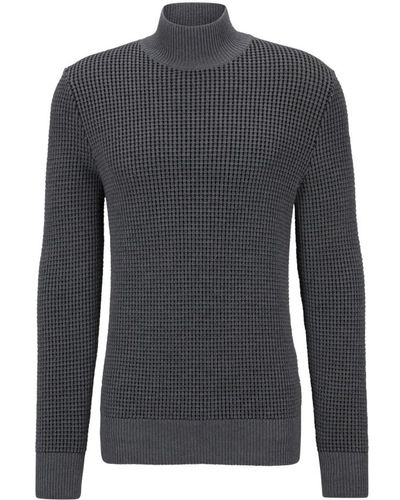 BOSS Boss Maurelio Mock Neck Sweater In Structured Wool Blend 50500656 030 - Blu