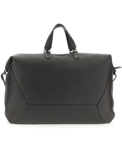 Alexander McQueen Die edge leder duffel tasche - Schwarz