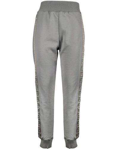 Fendi Ff motif pantaloni regular fit grigio