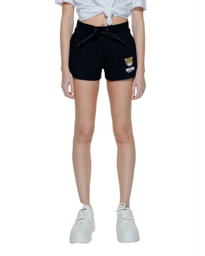 Love Moschino Schwarze sportliche shorts mit logo-print - Blau