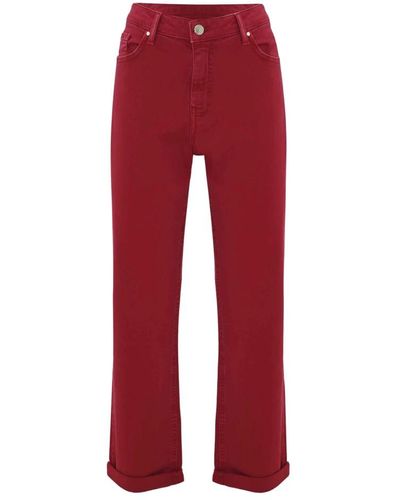 Kocca Pantaloni in cotone con risvolti - Rosso