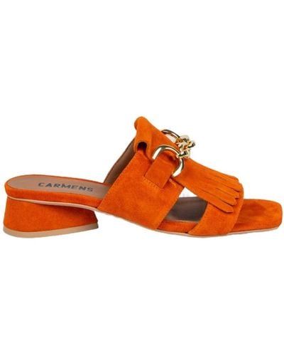 Carmens Wildleder fransen loafers - Orange