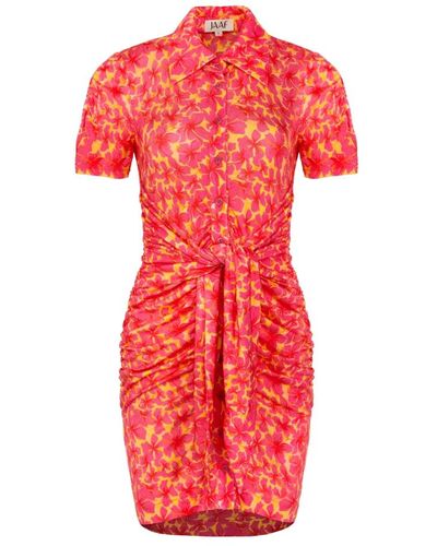 JAAF Mini hibiscus print stretch jersey kleid - Rot