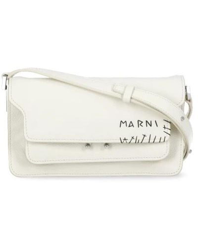 Marni Leder-schultertasche mit frontlogo - Weiß