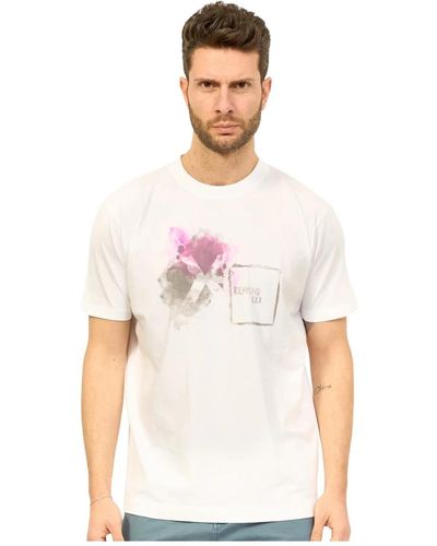 RICHMOND Weiße baumwoll-rundhals-bedrucktes t-shirt