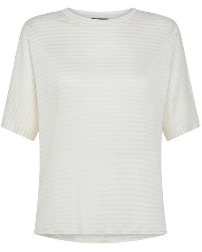 Peuterey Camiseta a rayas de mezcla de lino blanca - Blanco