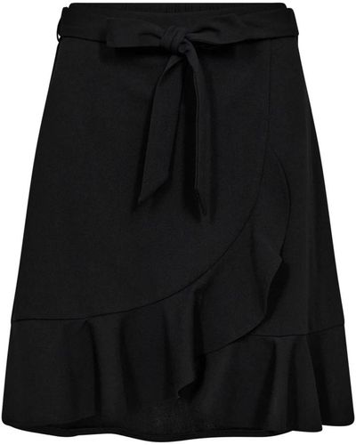 co'couture Falda emmycc femenina con bordes de volantes - Negro
