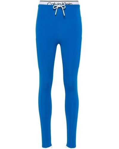 Calvin Klein Pantalón deportivo azul con cinturilla de logotipo