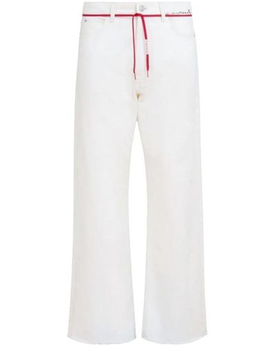 Marni Jeans a vita alta e gamba dritta con fiocco - Bianco