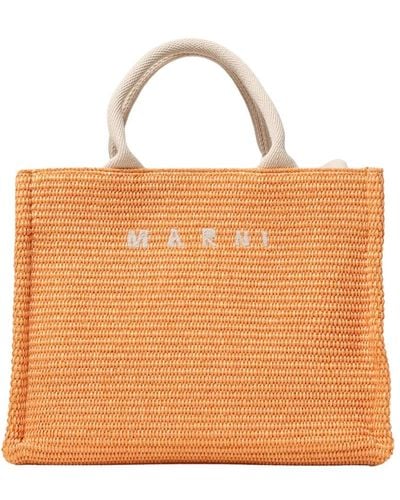 Marni Raffia kleine einkaufstasche - Orange