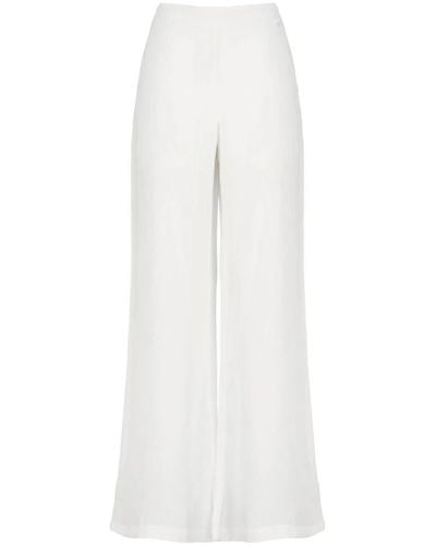 120% Lino Wide Trousers - White