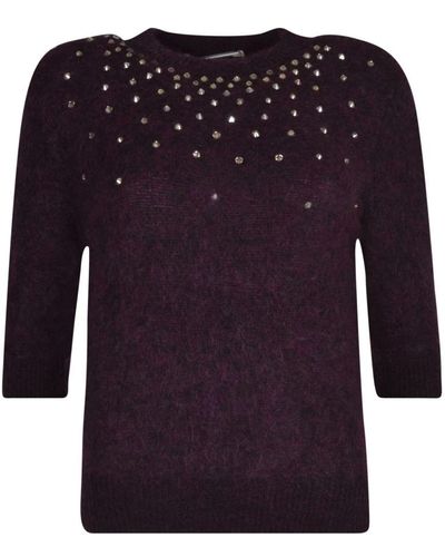 Alessandra Rich Round-Neck Knitwear - Purple