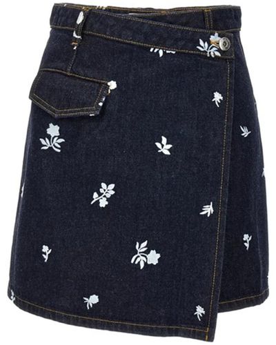 Lanvin Minifalda de denim bordada - Azul