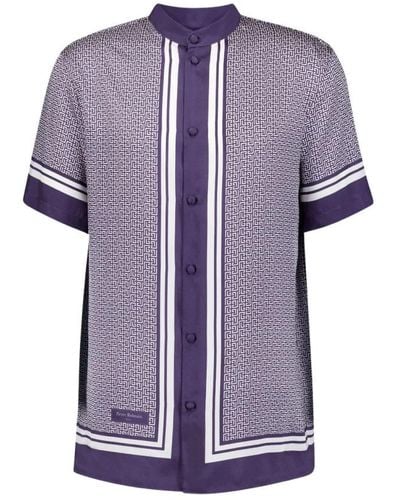 Balmain Short Sleeve Shirts - Purple