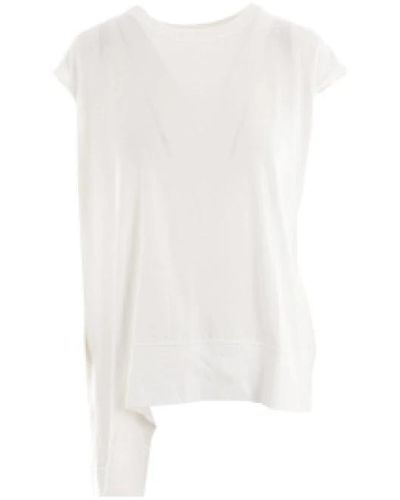 Yohji Yamamoto T-shirt asimmetrica in jersey di cotone bianco