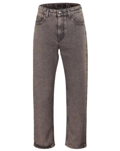 Moorer Schwarze Denim 5-Pocket Hose mit Delavé Waschung - Grau