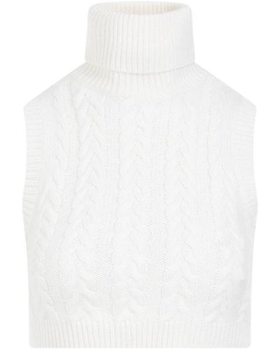 Max Mara Neutraler pullover mit zopfdetail - Weiß