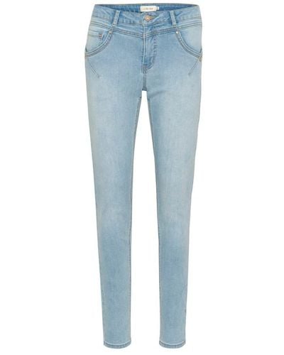 Cream Slim-Fit Jeans - Blue