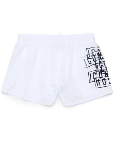DSquared² Weiße logo print sea shorts