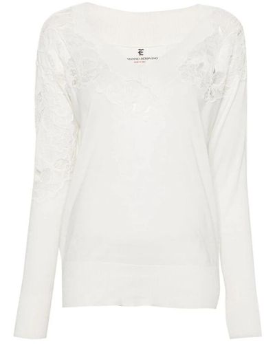 Ermanno Scervino Weiße v-ausschnitt pullover,schwarzer v-ausschnitt pullover