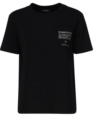 Max Mara Camiseta negra de jersey con bolsillo cameluxe - Negro