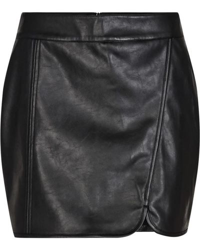 Designers Remix Minifalda con efecto envoltura y aspecto de cuero - Negro