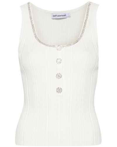 Self-Portrait Sleeveless Tops - White