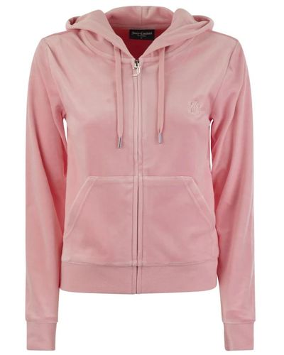 Juicy Couture Zip-throughs,baumwoll-velvet hoodie aus der icons kollektion - Pink