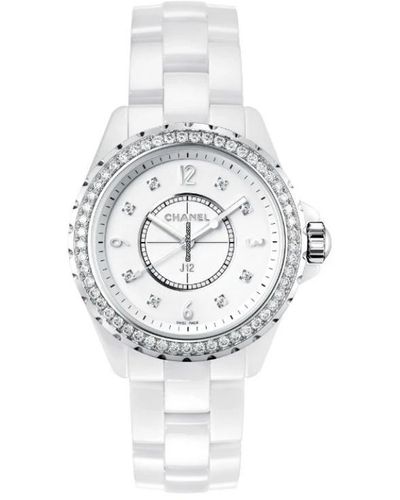 Chanel Donna - h3110 - j12 33mm white ceramic diamond bezel diamond markers - Métallisé