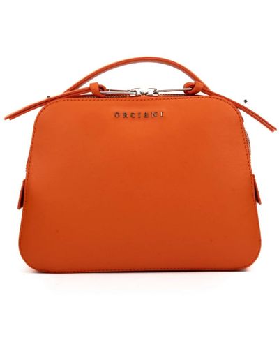 Orciani Lederhandtasche mit reißverschluss - Orange
