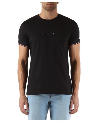 Tommy Hilfiger Slim fit baumwolle logo t-shirt - Schwarz