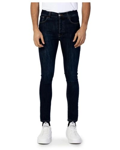 CoSTUME NATIONAL Jeans uomo bianchi con chiusura a zip e bottone - Blu
