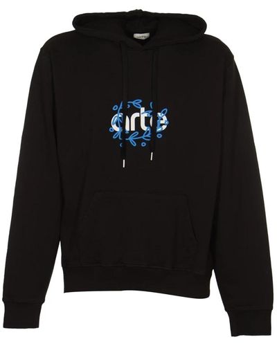 Arte' Front leaves hoodie sweater - Schwarz