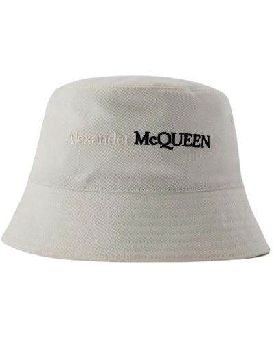 Alexander McQueen Klassische logo bic kappe baumwolle weiß - Grau