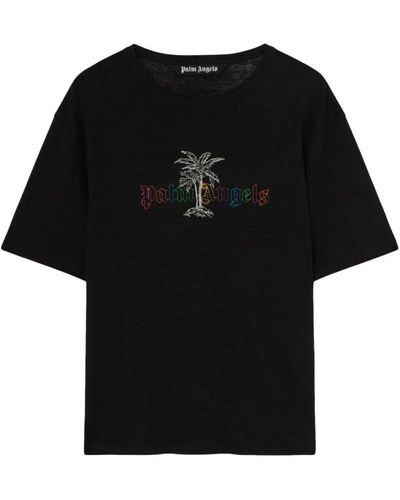Palm Angels Logo-Print Rundhals T-Shirt in - Schwarz