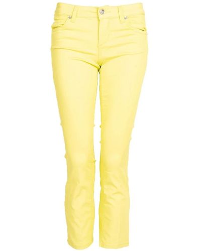 Liu Jo Figurbetonte bottom up jeans mit glänzenden streifen - Gelb