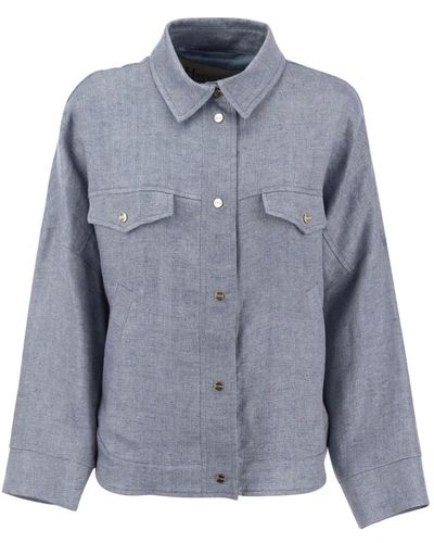 Herno Camicia in lino giacca con filo lurex - Blu